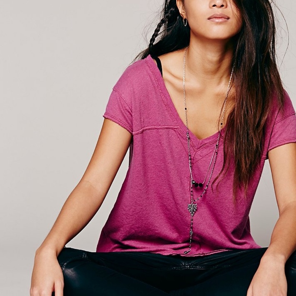Free People We The Free BLACK At The Seams Tee